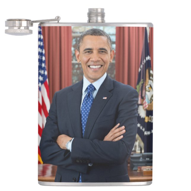 Oval Office Portrait, Obama Barack US President Hip Flask (Opened)