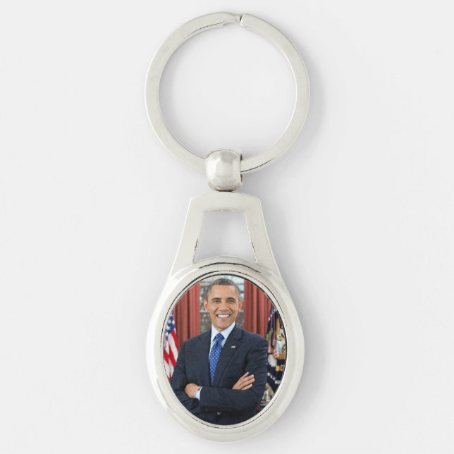 Oval Office Portrait, Obama Barack US President Key Ring (Front)