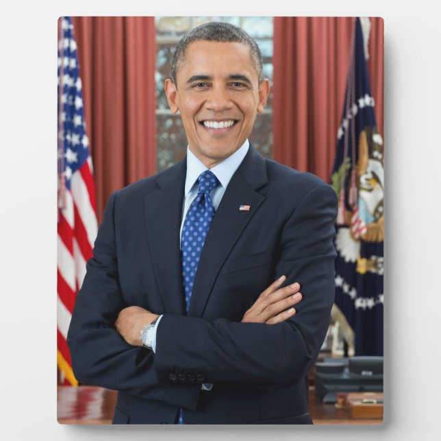 Oval Office Portrait, Obama Barack US President Plaque (Front)