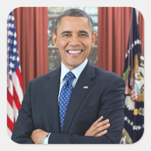 Oval Office Portrait, Obama Barack US President Square Sticker (Front)