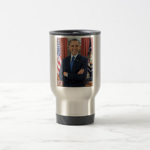 Oval Office Portrait, Obama Barack US President Travel Mug