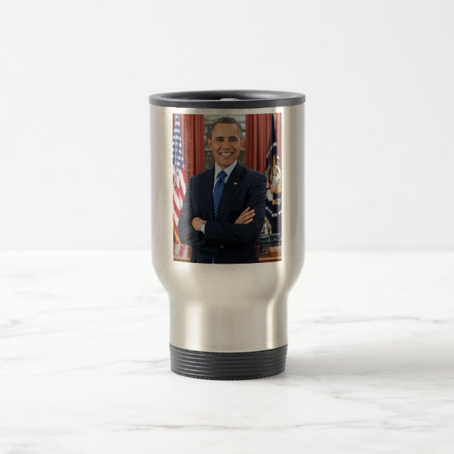 Oval Office Portrait, Obama Barack US President Travel Mug (Center)