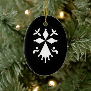 Oval Ornamentation In Ceramic Hermine de Bretagne Tree Decoration