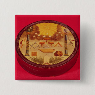 Oval painted box, with symbols of Freemasonry 15 Cm Square Badge