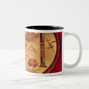 Oval painted box, with symbols of Freemasonry Two-Tone Coffee Mug