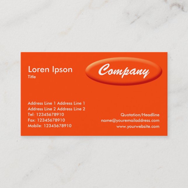 Oval Panel - Orange Business Card (Front)