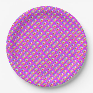 Oval pattern art in mixed colours bright modern    paper plate