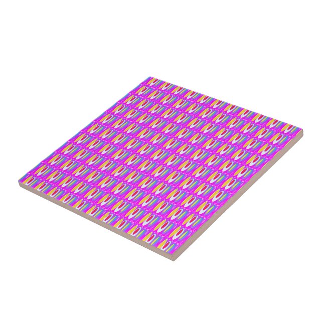 Oval pattern art in mixed colours bright modern    tile (Side)