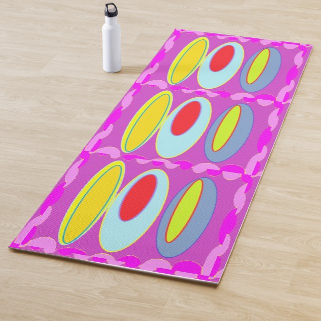 Oval pattern art in mixed colours bright modern yoga mat (In Situ)