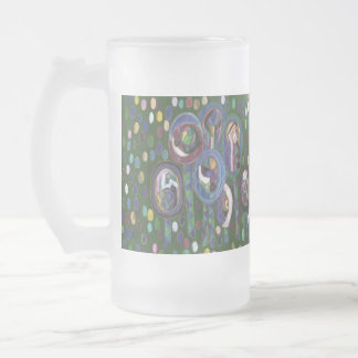 Oval pattern frosted glass beer mug