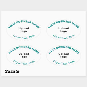 Oval Pattern Teal Green Texts on White Sticker