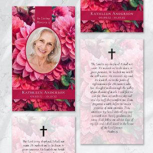 Oval Photo Floral Memorial Prayer Card