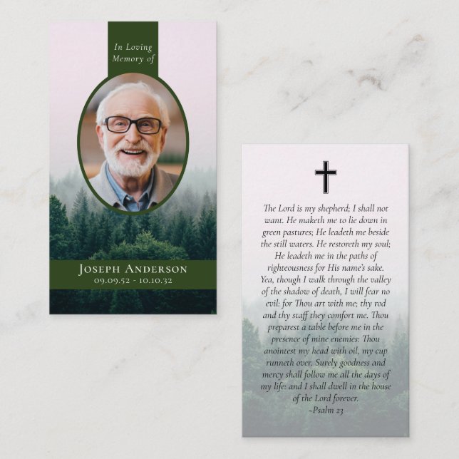 Oval Photo Forest Memorial Prayer Card (Front/Back)