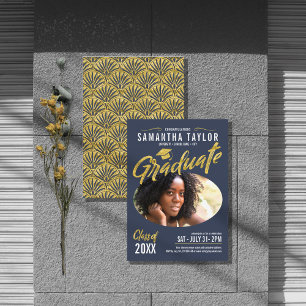 Oval Photo Graduation Gold Arches ID896 Invitation
