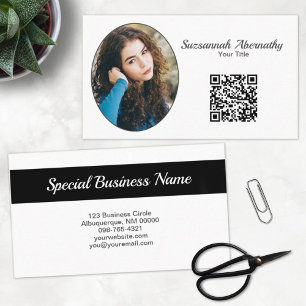 Oval Photo QR Code Professional Caretaker Business Card