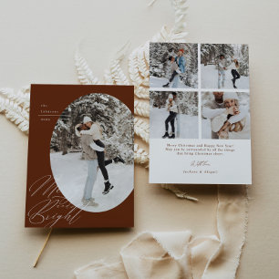 Oval Photo Script Typography Simple Christmas Holiday Card