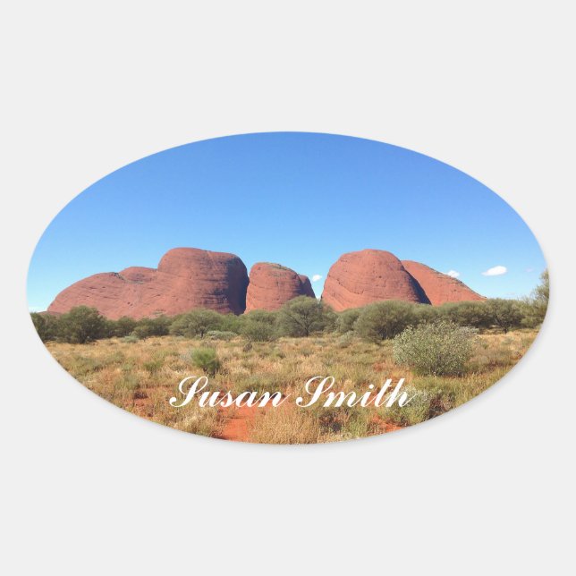 Oval photo sticker with name - Australian outback (Front)