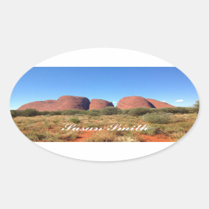 Oval photo sticker with name - Australian outback