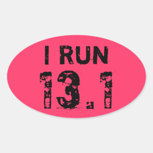 Oval Pink I Run 13.1 Sticker