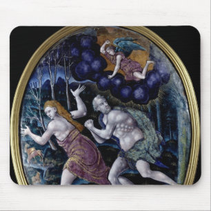 Oval plaque depicting Adam and Eve Mouse Mat