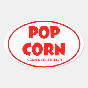 Oval Popcorn Personalised Stickers