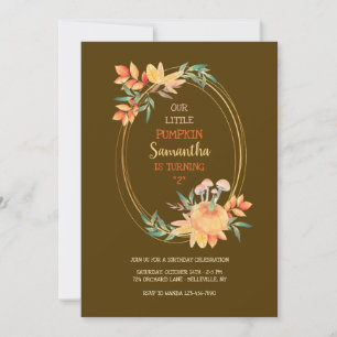 Oval Pumpkin Frame YOU PICK BACKGROUND COLOR Invitation