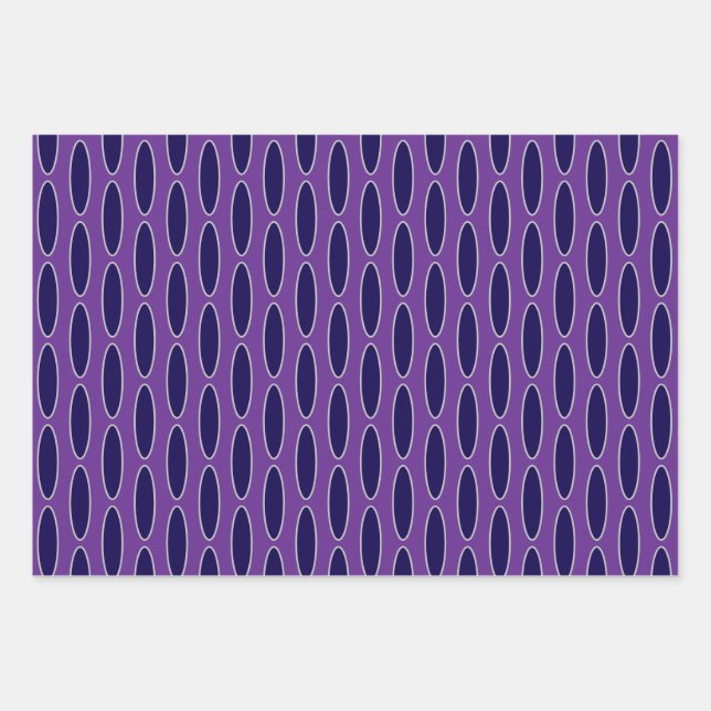 Oval Purple Chain Pattern Wrapping Paper Sheet (Front)