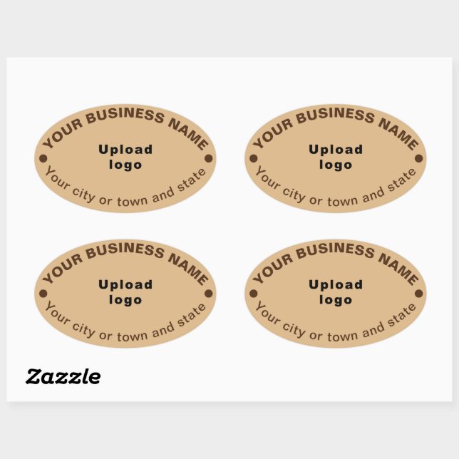 Oval Shape Business Brand on Light Brown Sticker (Sheet)