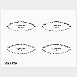 Oval Shape Business Brand on White Sticker