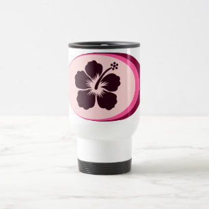 Oval shape hibiscus design travel mug