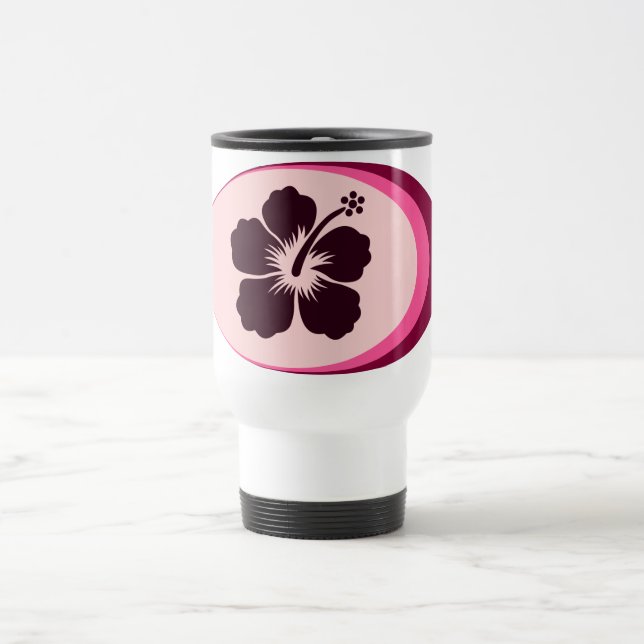 Oval shape hibiscus design travel mug (Center)