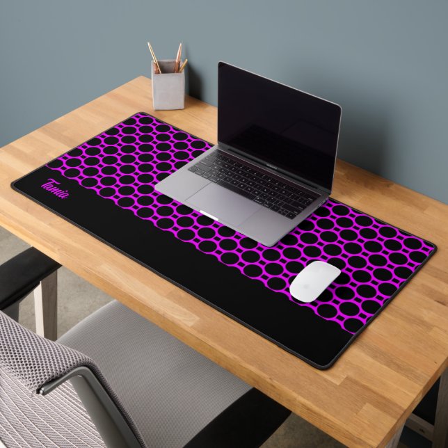Oval shapes pink black desk mat (Office 2)