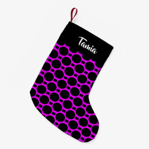 Oval shapes purple and black small christmas stocking