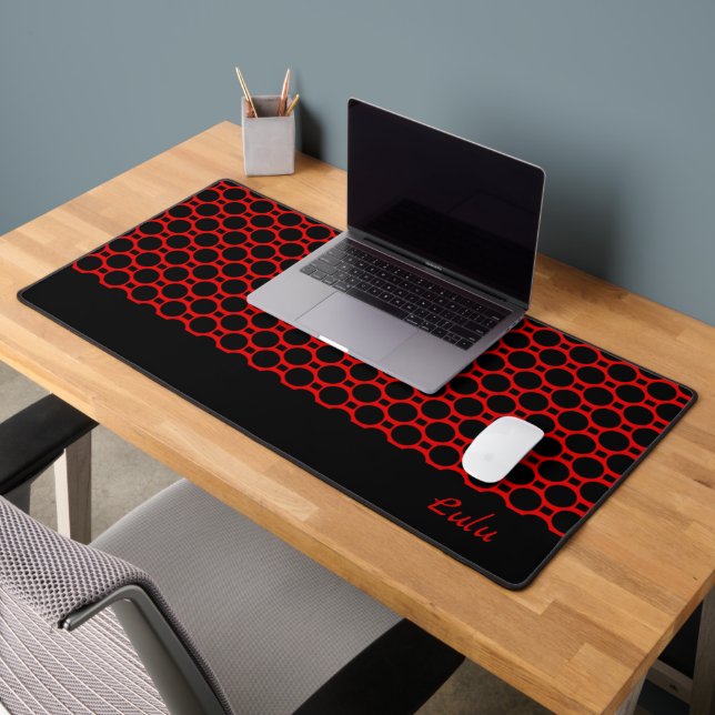 Oval shapes red black desk mat (Office 2)