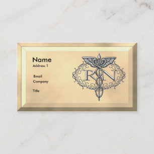 Oval Silver RN Nurse  Business Card