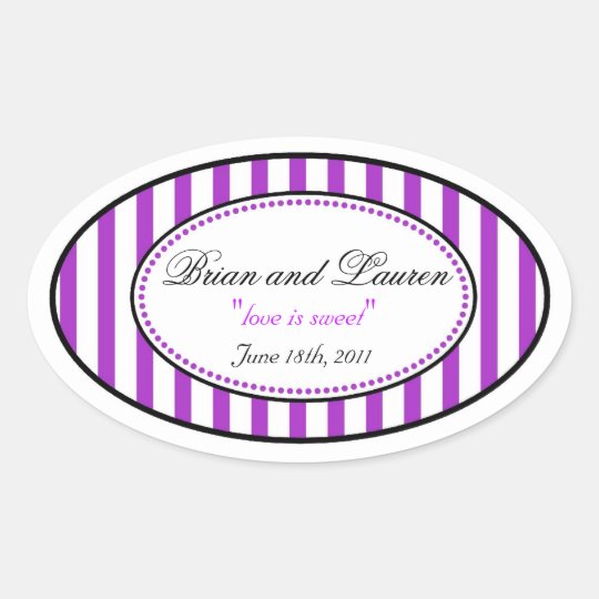 Oval Stripe Wedding Stickers