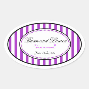Oval Stripe Wedding Stickers