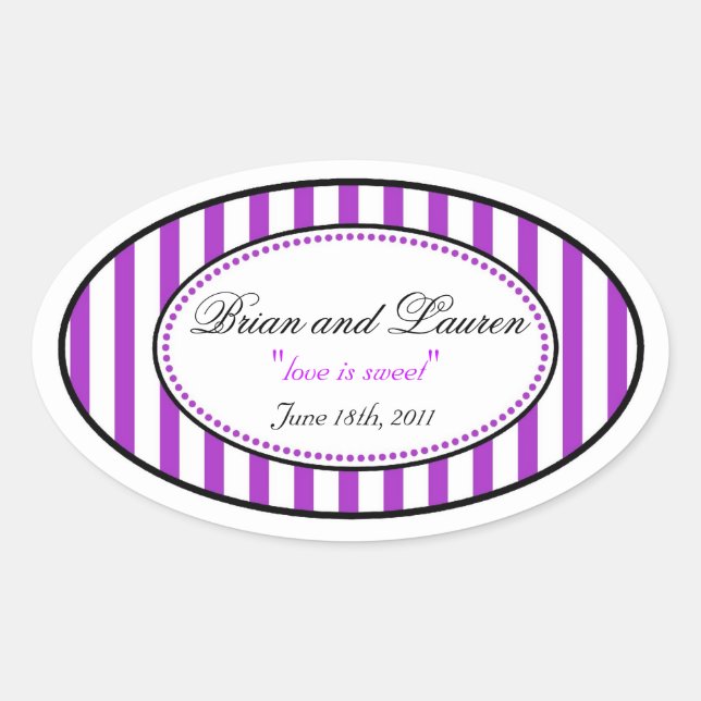 Oval Stripe Wedding Stickers (Front)