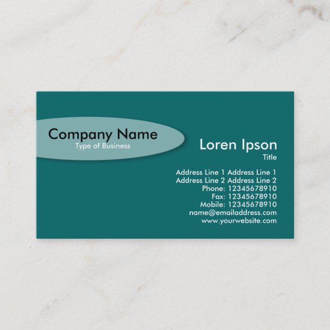 Oval - Teal Green Business Card (Front)