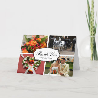 Oval thank you 4 photo montage personal note card
