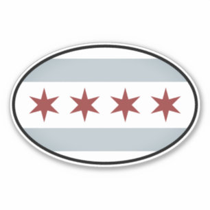 Oval vintage Chicago city vinyl sticker for car