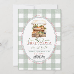 Oval Vintage Locally Grown Market Baby Shower Invitation