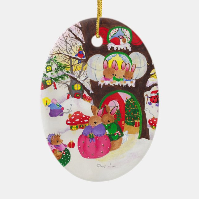 Oval Woodland Christmas ornament (Front)