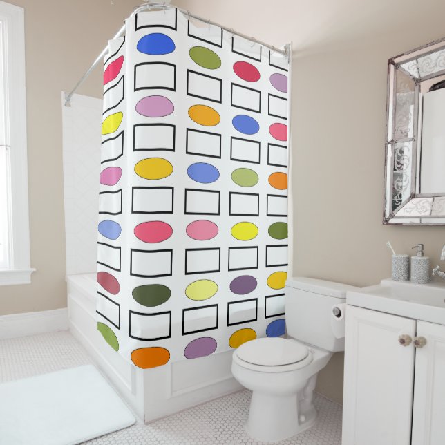 Ovals and Rectangles – Flower Garden  Shower Curtain (In Situ)