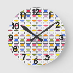 Ovals and Rectangles – Small Flower Garden Round Clock