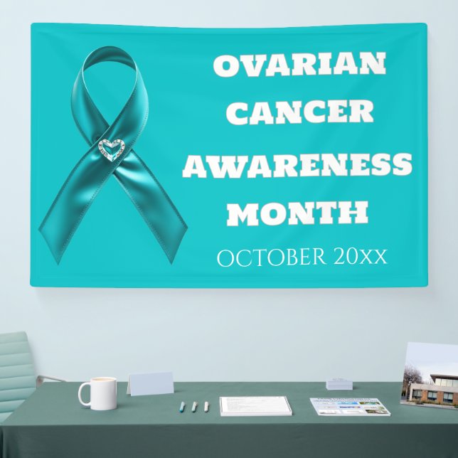 Ovarian Cancer Awareness cervical teal ribbon Banner (Tradeshow)