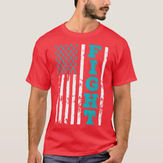 Ovarian Cancer Awareness Fight American Flag 4th O T-Shirt