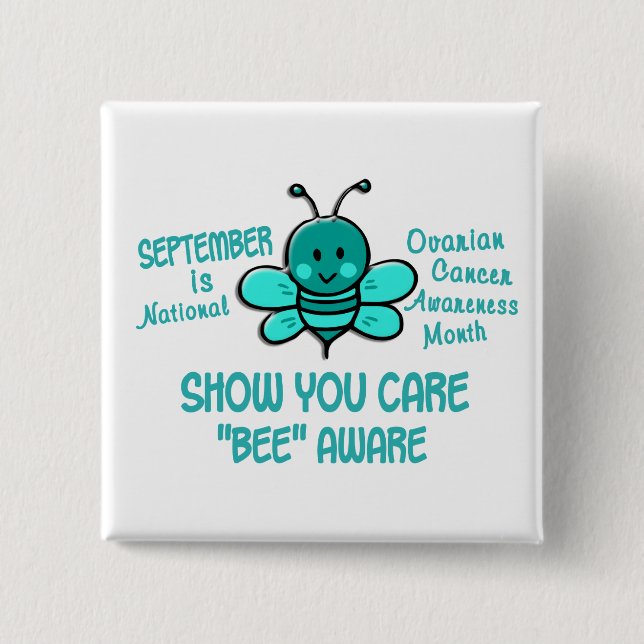 Ovarian Cancer Awareness Month Bee 1.1 15 Cm Square Badge (Front)