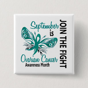 Ovarian Cancer Awareness Month Butterfly 3.1 15 Cm Square Badge