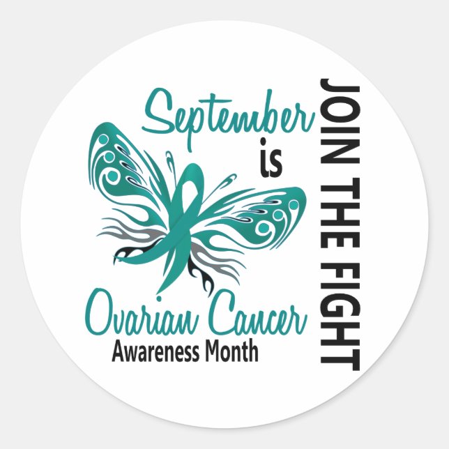 Ovarian Cancer Awareness Month Butterfly 3.1 Classic Round Sticker (Front)